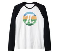 3.14 Pi Retro Sunset Pi Day per Gli Appassionati di Matematica Studente Insegnante Maglia con Maniche Raglan