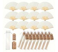 3/15/30/60 pezzi Set di ventagli bianchi eleganti, include biglietto di ringraziamento e borsa regalo, ventaglio pieghevole in bambù da sposa, adatto come regalo per damigelle e decorazione per matrim