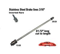 3/16 " Tubo Personalizzato Ss Freno Taglio A Lunghezza 61-70"" Lungo- 3/8-24
