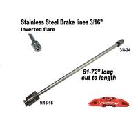 3/16 " Tubo Personalizzato Ss Freno Taglio A Lunghezza 61-72"" Lungo- 3/8-24