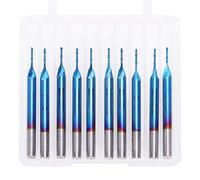 3.175mm Spiral Router Bits 10 - Pack | Tungsten Steel CNC End Mill for Wood/Acrylic/PCB | 22mm Cutting Length, Nano Blue Coating, High Hardness & Service Life
