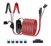 3.1M 16AWG SAE per Alligator Clips con interruttore da 16 A e 5 fusibili | Morsetti per alligatore a clip per connettore SAE estensione cavo di ricarica per piccoli elettrodomestici automobilistici