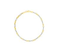 3.1mm Bicolore Quadrato Figaro E Rolo Bracciale Vero 14K Oro Giallo 18.4cm