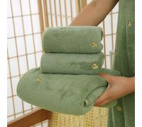 3/2/1 pezzi Asciugamano da bagno o da mano in pile di corallo, colore unito, ricamato con avocado, morbido e delicato sulla pelle, accessori da bagno, scegli la tua misura preferita 1 pezzo 70 * 140 c