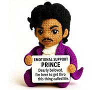 3.2 in Prince Positive Patel Plushie, Pocket Hug portafortuna, regalo anti-stress per bambini e adulti, ispirato a Purple Rain, carina decorazione per la stanza, crea il regalo, Palm Pals peluche