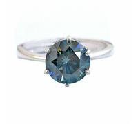 3.25 KT Blu Trattato Anello Diamante, Taglio Eccellente & Luster Certificato Un