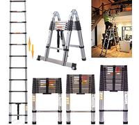 3,2M Scala Telescopica Pieghevole Scala Scala Telescopica in 13 gradini Antiscivolo Scala Pieghevole, Design telescopico da 79 cm a 3,20 m, Carico massimo: 150 kg