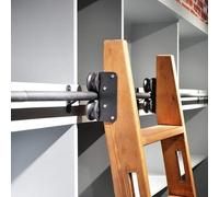 3.3.-20FT Kit binario scorrevole per scala da biblioteca nero, kit di ferramenta scorrevole per scala, kit binario per scala mobile con ruote inferiori con freno, sistema di binari scorrevol