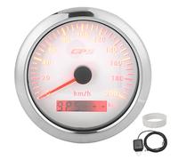 3.3 Inch Speedometer 0-200KM/H Speed Gauge with Colorful Backlight IP67 for Car Marine Boat Yacht White Dial Stainless Steel ABS Construction (White)