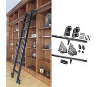 3,3 Piedi-20 Piedi Libreria Hardware per Scale Scorrevoli Kit Hardware per Scale Scorrevoli, Binario Rotondo Binario per Scale Mobili con Ruote A Rulli A Pavimento, 16ft/500cm Track Kit