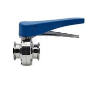 3/4" 1" 1,5" 2" 3" 4" SS304 acciaio inox sanitario Tri Clamp Squeeze Trigger Controllo del flusso valvola a farfalla per prodotti lattiero-caseari (giallo bronzo, SS304_25 mm FERRULE 50.5)