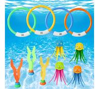 3/4/11 pezzi Set giocattoli da immersione per bambini - Comprende anelli da immersione colorati, polpo, alghe e altri giocattoli che affondano in acqua, ideali per giochi in piscina e divertimento acq