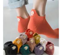3/4/5/6/8/10 Paia di calzini corti eleganti, comodi e morbidi, stile giapponese, con ricamo a margherita, casual, primavera/estate, regalo natalizio caldo, essenziale per Capodanno, sorpresa di San Va