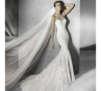 3/4/5m veli da Sposa a Doppio Livello Eleganti Accessori per Matrimoni a Bordo Taglio di Tulle Vele cattedrale per la Sposa Morbida per Donne con Pettine (4 * 3m | Avorio)