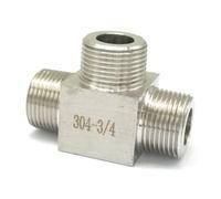 3/4" BSPT male Threaded Tee 3 Way 304 Stainless Steel Pipe Fitting Connector Adapter Equal Max Pressure 2.5 Mpa