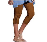 3/4 Leggins Capri Donna Pinocchietti Leggeri Fitness Yoga Pants Elasticizzati Pantaloni della Tuta Larghi Sportivi Activewear Leggero Shorty Cotone per Ginnastica Workout Pilates