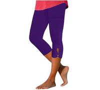 3/4 Leggins Capri Vita Alta Donna Leggings da opachi Yoga Pants Elasticizzati Tessuto Ginocchio Pantaloni Traspirante Elastici Jogging Fitness per Ginnastica Workout Pilates