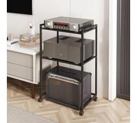 3/4 Livelli Armadio Audio HiFi Rack Rack Audio Mobile con Ruote Universali Audio AV Tower Media Stand Mobile Stereo HiFi Rack HiFi Aperto Multifunzione per Soggiorno Ufficio 50x35x88cm