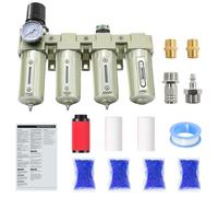 3/4" NPT Industrial Grade 4 Stage Air-Dryer-per-Compressor, Sistema di separazione dell'acqua del compressore d'aria per taglierina al plasma e spruzzo di vernice, sistema 3Filter&1Dryer, scarico