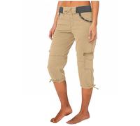3/4 Pantaloni Donna Estivi Cargo Cotone E Lino Larghi Casual Pantaloni 3/4 Elastici in Vita Estivi Capri Pinocchietti Donna Taglie Forti al Ginocchio Pantalone con Tasche Trekking Vita Alta Bermuda