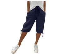 3/4 Pantaloni Donna Estivi Cotone E Lino Elastici in Vita Estivi Pantaloni a 7/8 Leggeri Larghi Comodi Pinocchietti Donna Jng Vacanze Bermuda Eleganti Spiaggia Vita Alta Pinocchietto Cropped