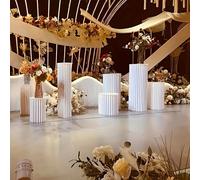 3/4 pezzi Set Supporto Piedistallo in Cartone, Supporto Colonna Pieghevole, Accessori per Matrimoni, Supporto Colonna per Esposizione a Terra, Scatola Piedistallo Fai-da-Te con Piatto Superiore Rotond