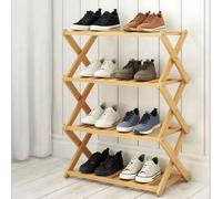 3/4 Strato Minimalista Bamboo Shoe Rack & Plant Stand - Barra a X-Frame Design Design, Organizzatore di Stoccaggio per Spazio per Soggiorno, Balcony, Ingresso, Dormitorio 4° piano,3 strati Sbamboo