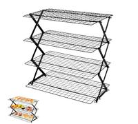 3/4-Tier Collapsible Cooling Rack, Outdoor Camping Picnic Rack With Non-Stick Coating, Collapse to Save Space, Adjustable Stackable Roasting Cooking Drying Wire, For Cookies, Baking, Picnic (4Tier)