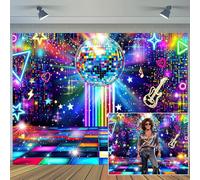 3,4 x 2,4 m, sfondo da discoteca anni '70, 80 e '90, palla da discoteca, palcoscenico, retrò, neon, fotografia, sfondo fotografico, matrimonio, compleanno, festa, decorazione, ballo, ritratto