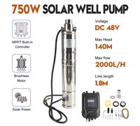3" 48V 750W MPPT Screw Solar Bore Pump Submersible Deep Well Hole Steel Y1