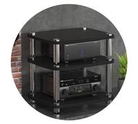 3/4LayerAudio Cabinet Stand Audio Rack per Giradischi Amplificatore di Potenza Mensola con Piedini Ammortizzanti Nero 60x48x57cm (3 Ripiani)