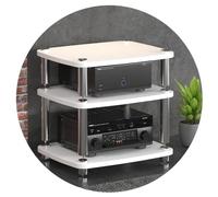 3/4LayerAudio Cabinet StandRecord Player Rack con Piedini Ammortizzanti Amplificatore di Potenza Mensola Bianco 60x48x57cm (3 Ripiani) Perfetto per la Configurazione Home Audio