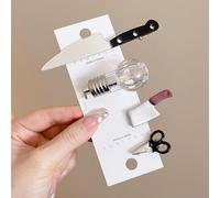 3/4Pcs Ragazze Accessori Per Capelli Divertente Coltello Forma Tornante Donne Simulazione Lampadina Forbici Forchetta Clip Laterali Frangia Duckbill Clip