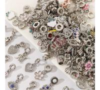 3/5/10/20/30/50 pezzi Accessori alla moda stile europeo e americano, pendenti a forma di fiocco, rosa, cuore, cuore d'amore, elefante, stella in sfumature di grigio argento al rosa, accessori fai-da-t