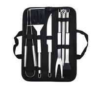 3/5/7/9 pz Kit di attrezzi for barbecue portatile Grill for esterni Set for Spatola Clip spiedo con sacchetto stoffa Strumenti for grigliare(9-piece set)
