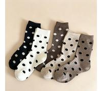 3/5/8 Paia di calzini a pois classici da donna a metà polpaccio, nero/bianco/caffè/toni della terra, calzini semplici versatili casual per uso quotidiano 8 paia casuali 36-42,3 doppi casuali 36-42,5 p