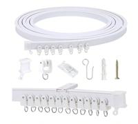 3/5 metri Binario flessibile e silenzioso per tende in PVC - Design a forma di U flessibile e a forma di L, accessori in plastica bianca durevole per tende in acciaio Policloruri di vinile