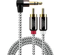 3.5 mm a RCA cavo, Cablecreation angolo sdoppiatore audio da 3.5 mm maschio a RCA stereo ausiliario maschio dorato per smartphone, MP3, tablet, altoparlanti, home theater, HDTV, 0,5 m/0.5 m 10Ft
