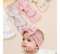 3/5 pezzi Fasce elastiche con fiocco in jacquard morbido, accessori per capelli colore crema per neonati, copricapo per fotografia quotidiana di neonati 3 articoli: radice di loto rosa, rosa antico, r