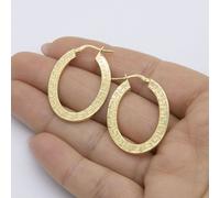 3.5cm Ovale Greco Chiave Orecchini a Cerchio 14K Giallo Placcata Oro Argento 925