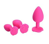 3.5cm Rose Flower Silicone Anal Beads Butt Plug Set Anal Plug Jewelry Anal Trainer Dildo Anus Sex Toy Men Women Gay (Rosa)