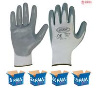 3 .. 6 .. 120 PAIA DI GUANTI DA LAVORO LOGICA GS110/S NITRILE E FILO POLIESTERE