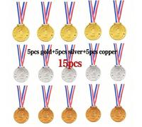 3/6/15 pezzi Medaglie in oro, argento e bronzo, confezione regalo multi-articolo per feste, medaglie per il primo, secondo e terzo posto, medaglie sportive, adatte per vincitori, premi in omp