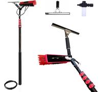 3.6-6m Spazzola Telescopica Alimentata Ad Acqua, Dispenser di Sapone Squeegee D, Palo per Finestre, Copertura per Spazzole per Grondaie, Peli Solari, Finestra, Camion, A, 55cm Brush Head, 4.6M
