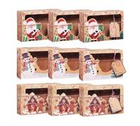 3/6/9/12 pezzi di scatole for biscotti di Natale con finestra trasparente, scatole di caramelle in carta kraft, sacchetti for imballaggio, bomboniere for Capodanno, decorazioni natalizie(9pcs)