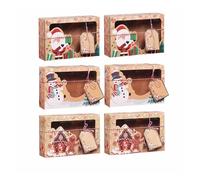 3/6/9/12 pezzi di scatole for biscotti di Natale con finestra trasparente, scatole di caramelle in carta kraft, sacchetti for imballaggio, bomboniere for Capodanno, decorazioni natalizie(6pcs)