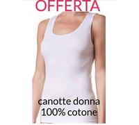 3-6 CANOTTE DONNA SPALLA LARGA BIANCO NERO COTONE 100% MADE IN ITALY canotta
