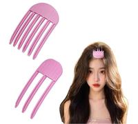 3/6 denti fermaglio per capelli senza traccia artefatto teschio alto, pettine per modellare il vento, artefatto teschio alto, forcina per capelli fissa sulla fronte (Rosa, 3+6 denti)