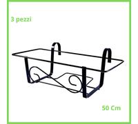 3 6 Fioriera balconiera portavaso rettangolare per ringhiera da balcone 50 cm