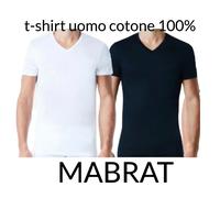 3-6 maglia t-shirt UOMO MABRAT COTONE 100% maglietta BIANCO NERO INTIMO PUNTA
